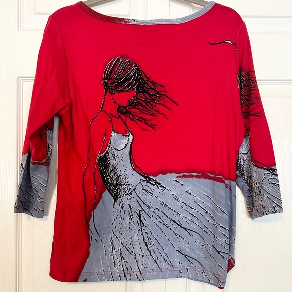 FASHION PRINTED T-SHIRT EMBELLISHED WITH BEADS AND SEQUINS - Picture 3 of 3